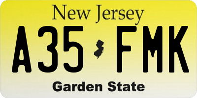 NJ license plate A35FMK
