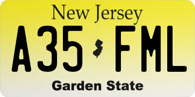 NJ license plate A35FML