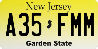 NJ license plate A35FMM