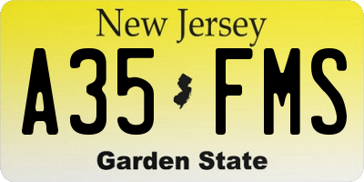 NJ license plate A35FMS