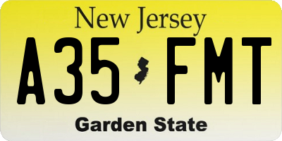 NJ license plate A35FMT