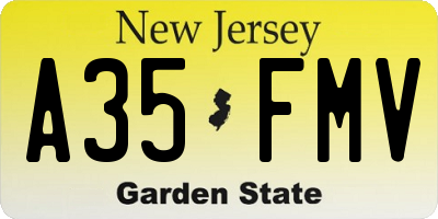 NJ license plate A35FMV