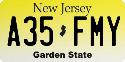 NJ license plate A35FMY
