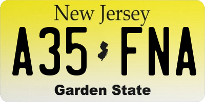 NJ license plate A35FNA
