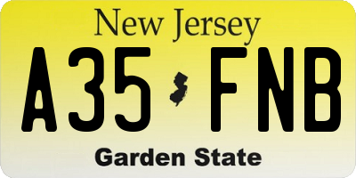 NJ license plate A35FNB