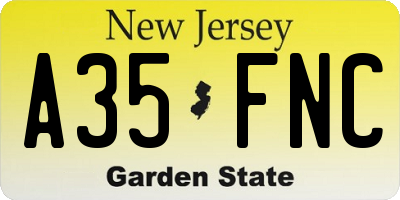 NJ license plate A35FNC