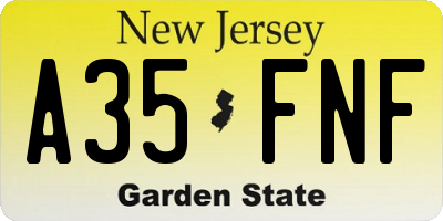 NJ license plate A35FNF