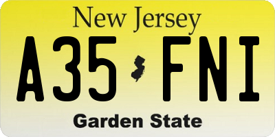 NJ license plate A35FNI