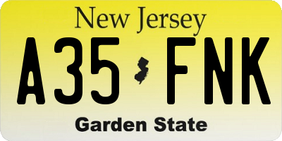 NJ license plate A35FNK