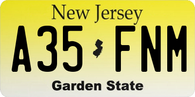 NJ license plate A35FNM