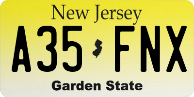 NJ license plate A35FNX