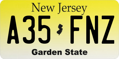 NJ license plate A35FNZ