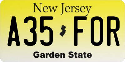 NJ license plate A35FOR