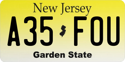 NJ license plate A35FOU