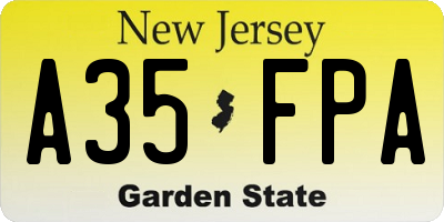 NJ license plate A35FPA