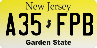 NJ license plate A35FPB