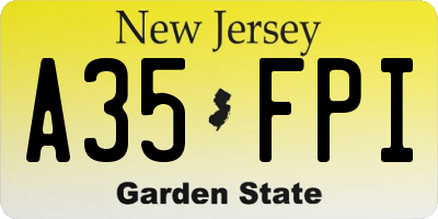 NJ license plate A35FPI