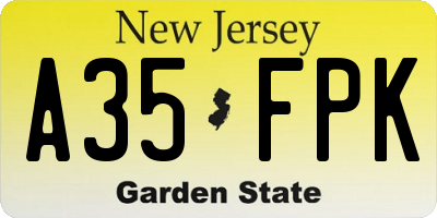 NJ license plate A35FPK