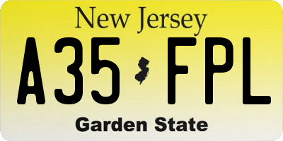 NJ license plate A35FPL