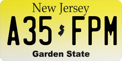 NJ license plate A35FPM