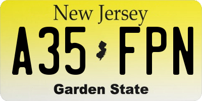 NJ license plate A35FPN