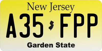 NJ license plate A35FPP