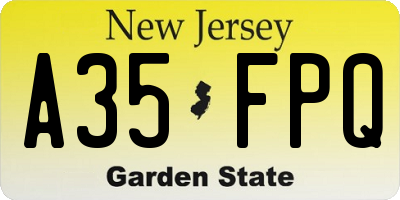 NJ license plate A35FPQ