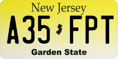 NJ license plate A35FPT