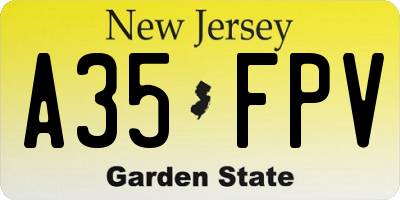 NJ license plate A35FPV