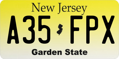 NJ license plate A35FPX