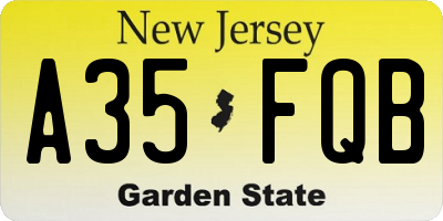 NJ license plate A35FQB