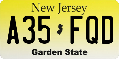 NJ license plate A35FQD