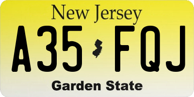 NJ license plate A35FQJ