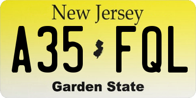NJ license plate A35FQL