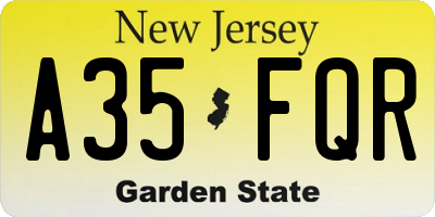 NJ license plate A35FQR