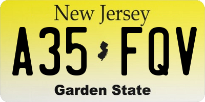 NJ license plate A35FQV