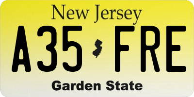 NJ license plate A35FRE
