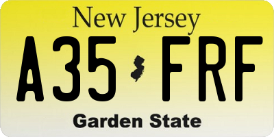 NJ license plate A35FRF
