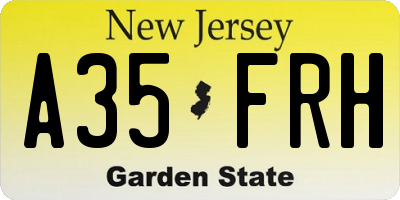 NJ license plate A35FRH