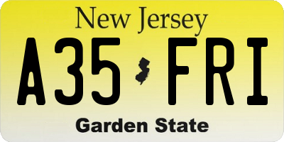NJ license plate A35FRI