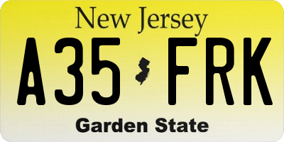 NJ license plate A35FRK