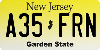 NJ license plate A35FRN
