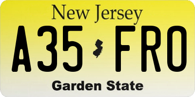 NJ license plate A35FRO