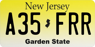 NJ license plate A35FRR