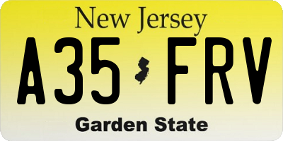 NJ license plate A35FRV