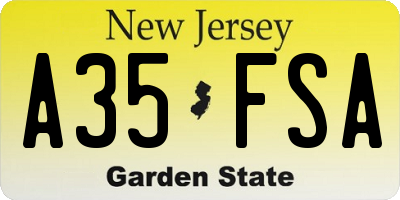 NJ license plate A35FSA