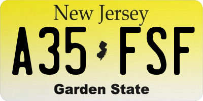 NJ license plate A35FSF
