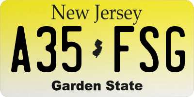 NJ license plate A35FSG