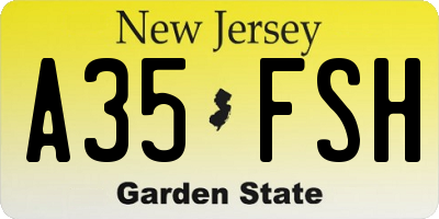 NJ license plate A35FSH