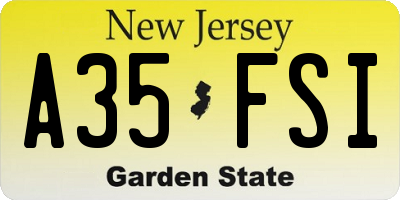 NJ license plate A35FSI